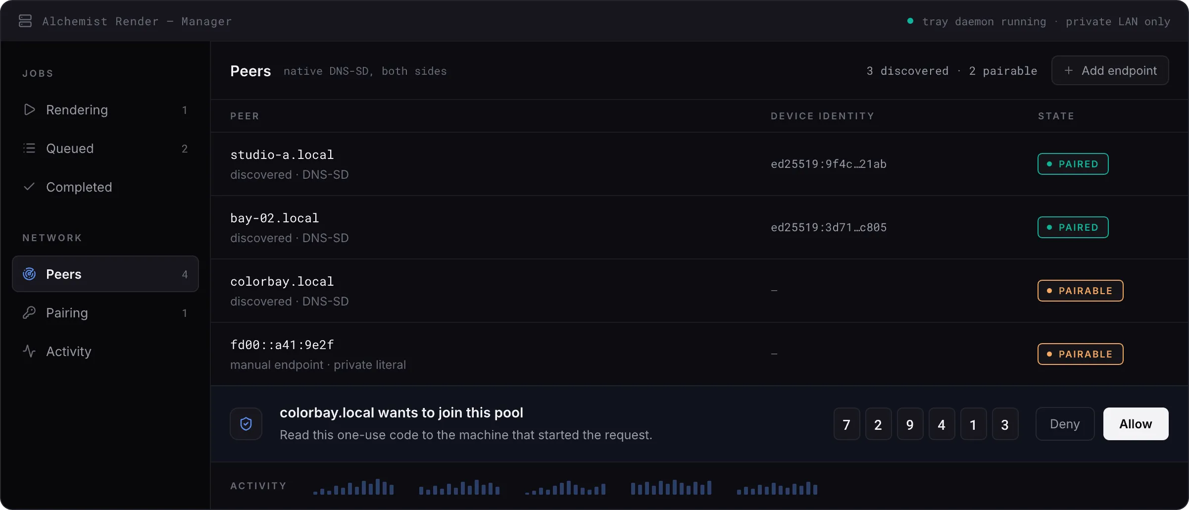 Network render manager with worker status and job progress